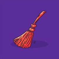 Broom vector on purple background