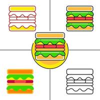 sándwich en estilo de diseño plano vector