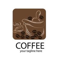 Hot Coffee in a cup and coffee beans, hot coffee in a cup vector