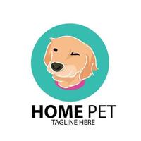 home pet with smiling dog head on green background vector