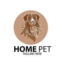 Home Pet Logo Hand drawn elegant facing dog. dashing dog isolated vector illustration.