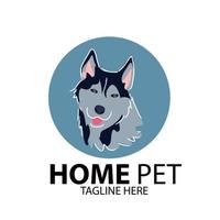 logotipo de la tienda de mascotas cabeza de husky siberiano ilustración vectorial vector