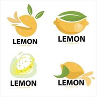 Fresh lemon fruit, flat vector illustration.