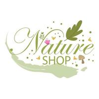 tienda de la naturaleza con flores y hojas vector