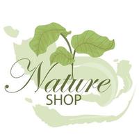 organic nature shop logo with green plants vector