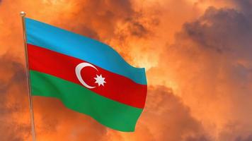 Azerbaijan flag on pole photo