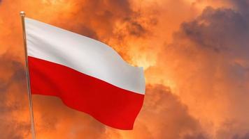 Poland flag on pole photo