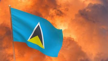 Saint Lucia flag on pole photo