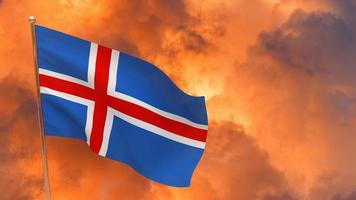 bandera de islandia en el poste foto