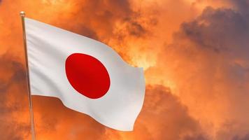 Japan flag on pole photo
