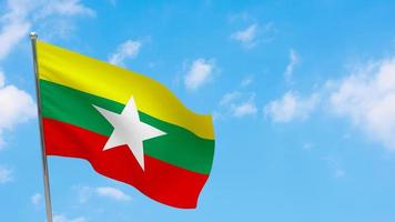 bandera de myanmar en el poste foto