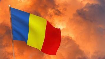 bandera de rumania en el poste foto