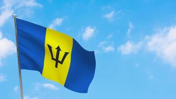 Barbados flag on pole photo