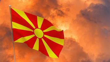 Macedonia flag on pole photo