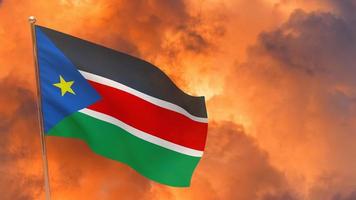 South Sudan flag on pole photo