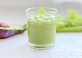 avocado and celery smoothie. weight loss and healthy food concept. vegetarian meal plan.