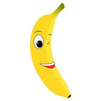 Vector illustration character of smiling winking banana. Cheerful yellow banana. Print design for t-shirt. Vector illustration