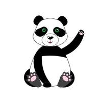 lindo panda agitando su pata. personaje de dibujos animados de mascota panda. icono de animales aislado sobre fondo blanco. estilo de caricatura plano adecuado para la página web de inicio, pancarta, volante, pegatina, postal. vector