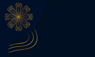 Design for flyer, invitation, greeting card. Banner with place for text. Golden mandala on a dark blue background. Vector illustration