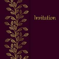 elegante invitación de boda o diseño de tarjeta de felicitación con patrón de hoja de oro. ilustración vectorial con lugar para texto vector