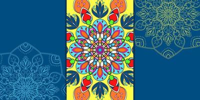 Calendar with mandala in ethnic style. Background with abaresque pattern. Vector illustration