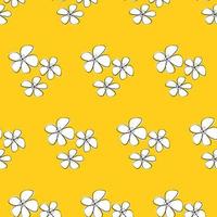 Seamless floral pattern with sakura on a yellow background. Pattern for textiles, postcards, wrapping paper, wallpaper. Vector illustration