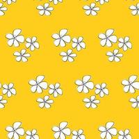 Seamless floral pattern with sakura on a yellow background. Pattern for textiles, postcards, wrapping paper, wallpaper. Vector illustration