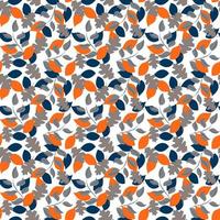 Seamless orange and grey leafs vector pattern. Orange garden pattern. Abstarct citrus and leafs design. Trendy floral motif. Fresh summer pattern for textiles and interior design.