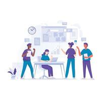 Teamwork People in Business Working Together Concept Flat Illustration