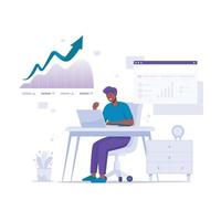 Marketing Growth Arrow Up On the Desk Man People Flat Illustration vector