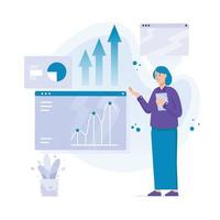 Marketing Growth Arrow Up Woman People Flat Illustration vector