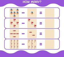 How many cartoon christmas. Counting game. Educational game for pre shool years kids and toddlers vector