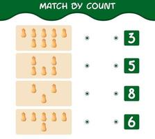 Match by count of cartoon butternut squash. Match and count game. Educational game for pre shool years kids and toddlers vector