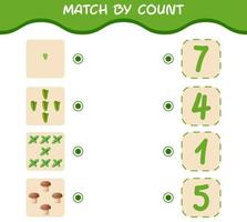 Match by count of cartoon vegetables. Match and count game. Educational game for pre shool years kids and toddlers vector