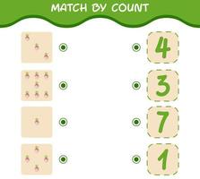 Match by count of cartoon turnip. Match and count game. Educational game for pre shool years kids and toddlers vector