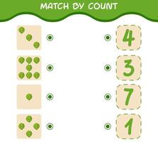 Match by count of cartoon artichoke. Match and count game. Educational game for pre shool years kids and toddlers vector