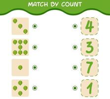 Match by count of cartoon artichoke. Match and count game. Educational game for pre shool years kids and toddlers vector