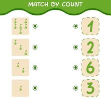 Match by count of cartoon kohlrabi. Match and count game. Educational game for pre shool years kids and toddlers vector