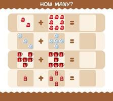 How many cartoon christmas. Counting game. Educational game for pre shool years kids and toddlers vector