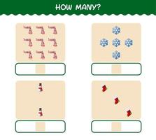 How many cartoon christmas. Counting game. Educational game for pre shool years kids and toddlers vector