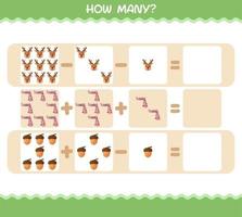How many cartoon christmas. Counting game. Educational game for pre shool years kids and toddlers vector