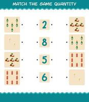 Match the same quantity of christmas. Counting game. Educational game for pre shool years kids and toddlers vector