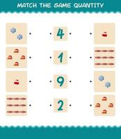 Match the same quantity of christmas. Counting game. Educational game for pre shool years kids and toddlers vector