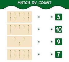 Match by count of cartoon parsnip. Match and count game. Educational game for pre shool years kids and toddlers vector