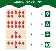 Match by count of cartoon red onion. Match and count game. Educational game for pre shool years kids and toddlers vector