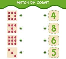 Match by count of cartoon red onion. Match and count game. Educational game for pre shool years kids and toddlers vector