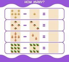 How many cartoon christmas. Counting game. Educational game for pre shool years kids and toddlers vector
