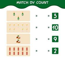 Match by count of cartoon christmas. . Match and count game. Educational game for pre shool years kids and toddlers vector