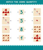 Match the same quantity of christmas. Counting game. Educational game for pre shool years kids and toddlers vector
