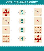 Match the same quantity of christmas. Counting game. Educational game for pre shool years kids and toddlers vector